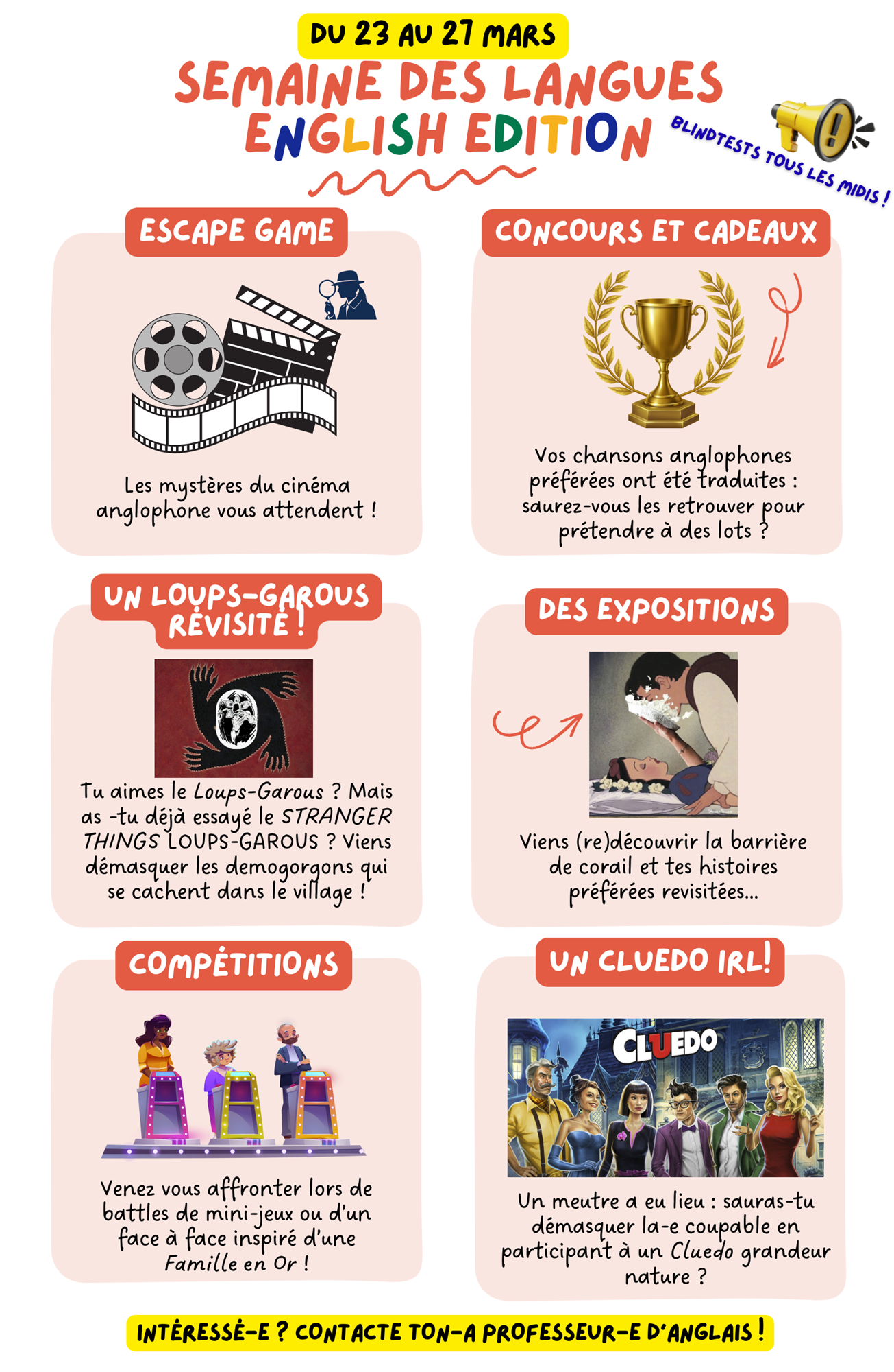 Affiche des activits en anglais